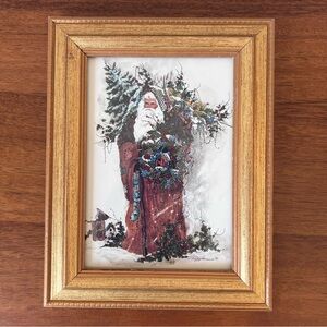 PEGGY ABRAMS Gathering for the Holiday Victorian Santa Framed Print